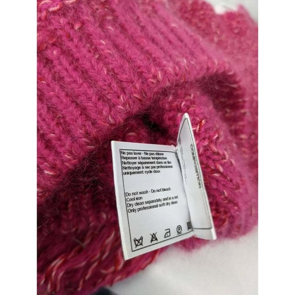Chanel Hot Pink Luxurious Wool Mohair Blend Knit Hat Scarf Set - Picture 7 of 10